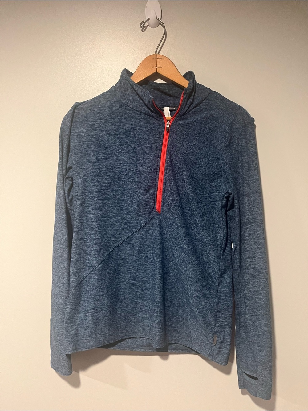 oiselle Women's Heather Navy Quarter-Zip with Red Zip